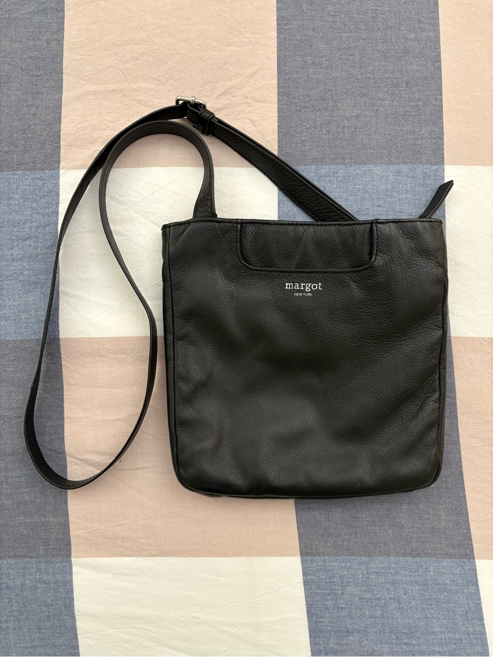 margot Black Leather Crossbody Purse